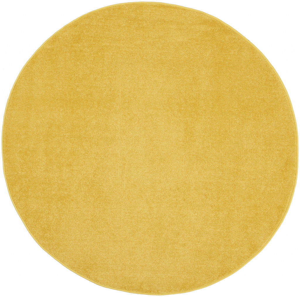 6' X 6' Yellow Round Non Skid Indoor Outdoor Area Rug