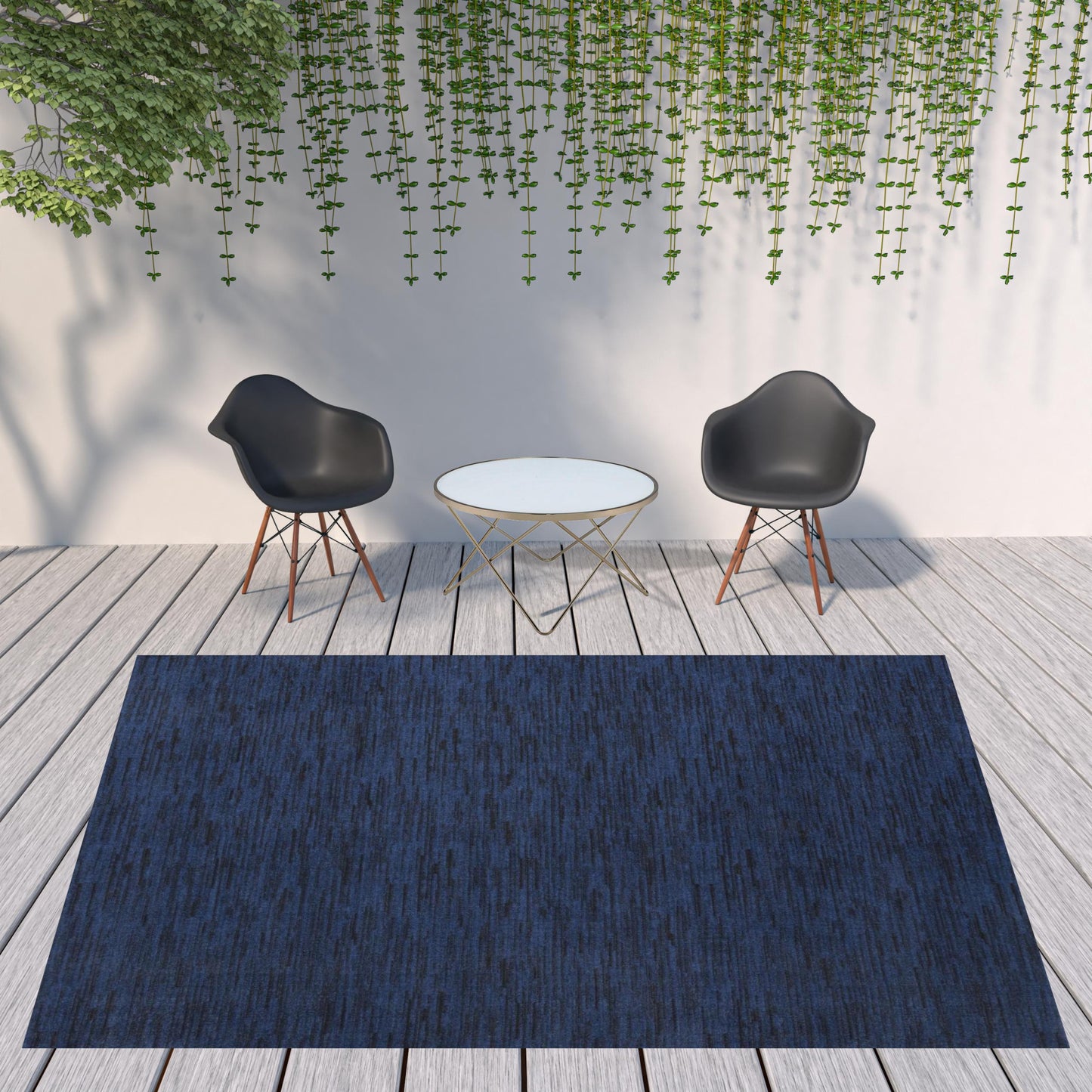 9' X 12' Midnight Blue Non Skid Indoor Outdoor Area Rug