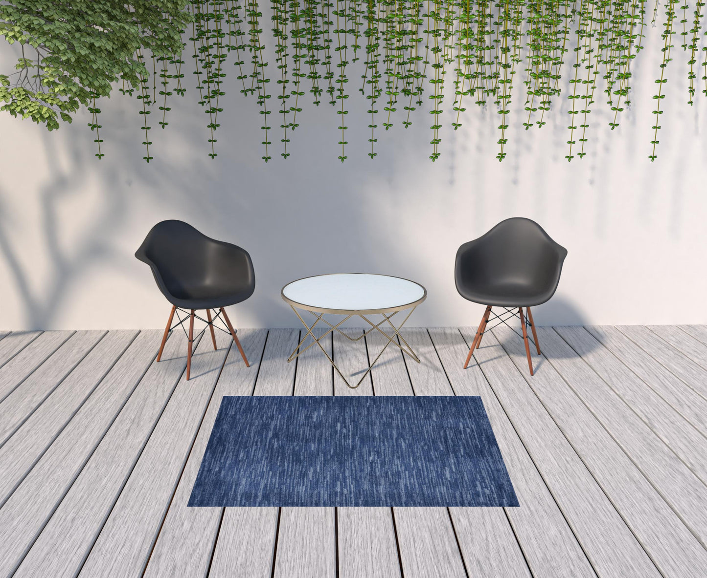 4' X 6' Navy Blue Non Skid Indoor Outdoor Area Rug