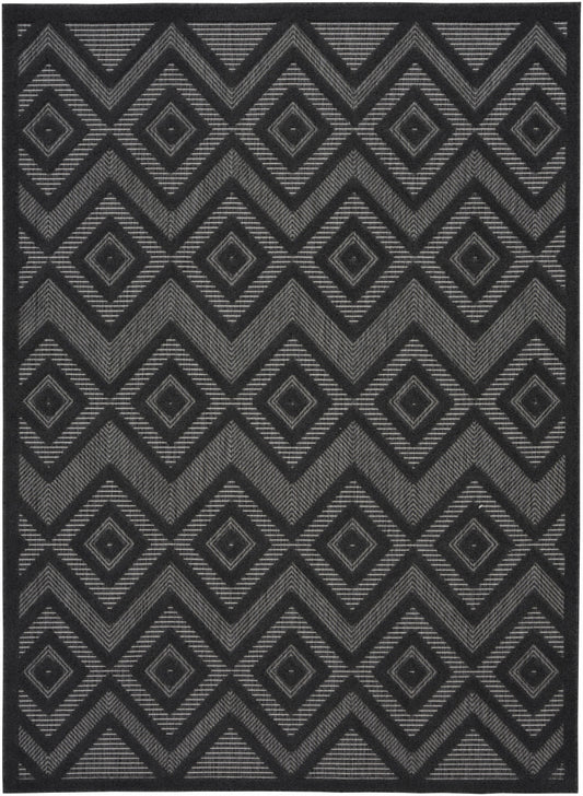 4' X 6' Charcoal Black Argyle Indoor Outdoor Area Rug