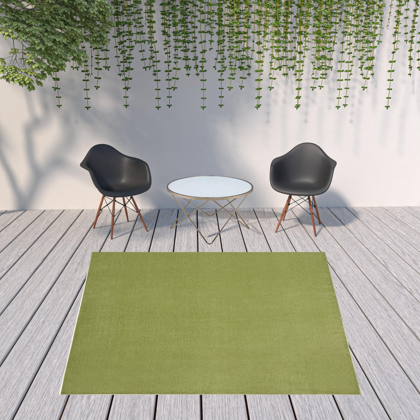 9' X 9' Green Square Non Skid Indoor Outdoor Area Rug