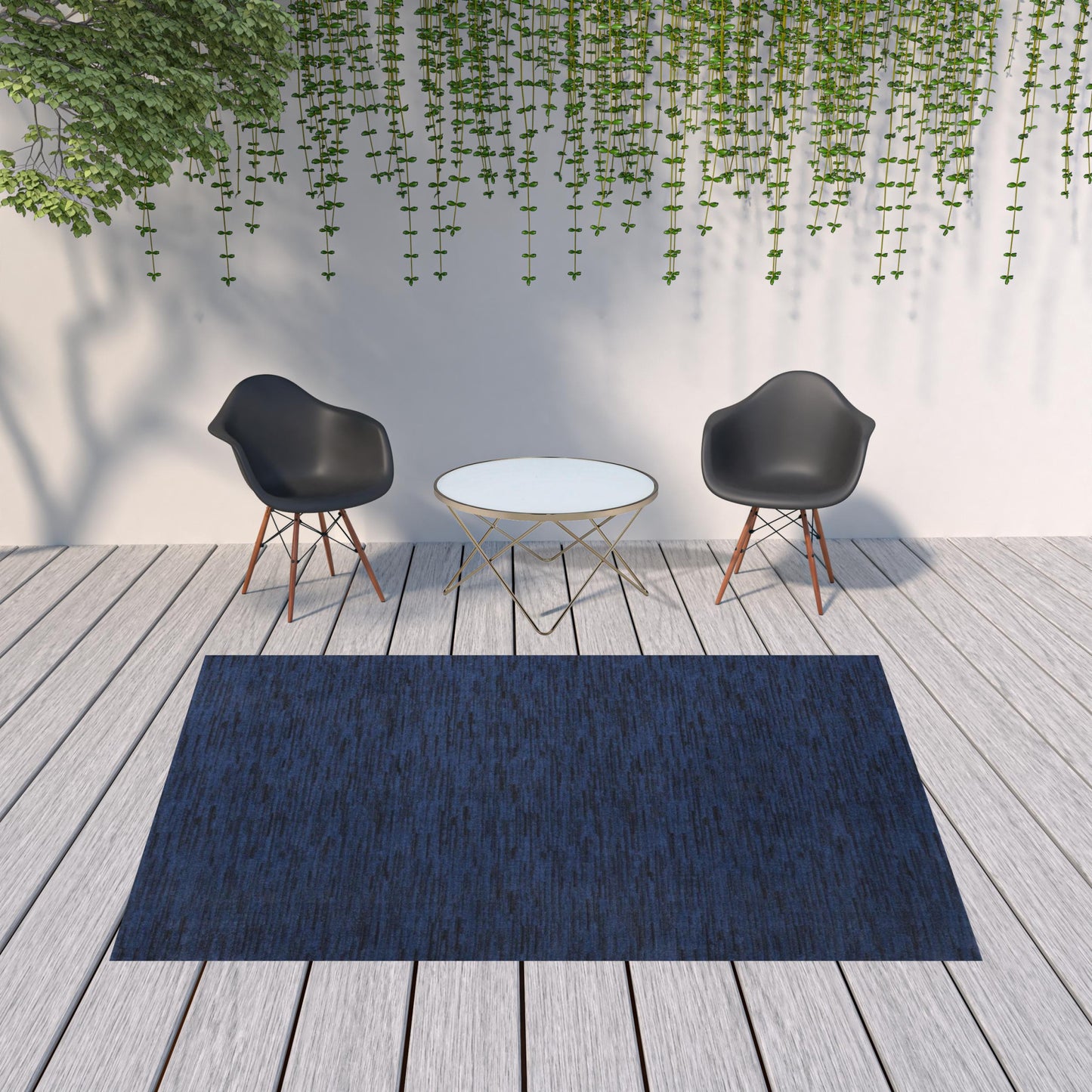 7' X 10' Midnight Blue Non Skid Indoor Outdoor Area Rug