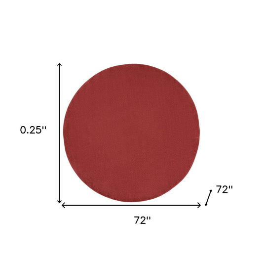 6' X 6' Brick Red Round Non Skid Indoor Outdoor Area Rug