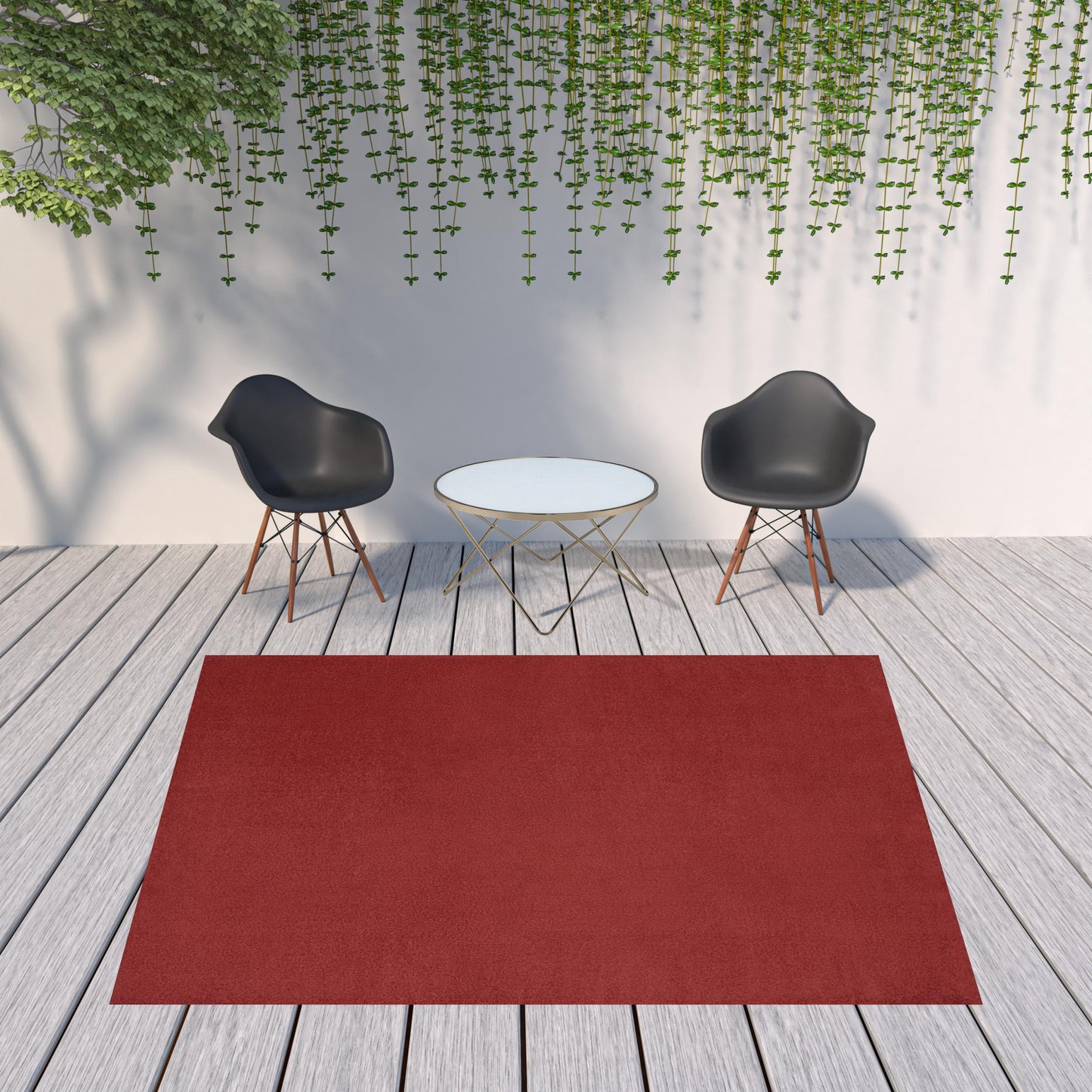 8' X 10' Brick Red Non Skid Indoor Outdoor Area Rug