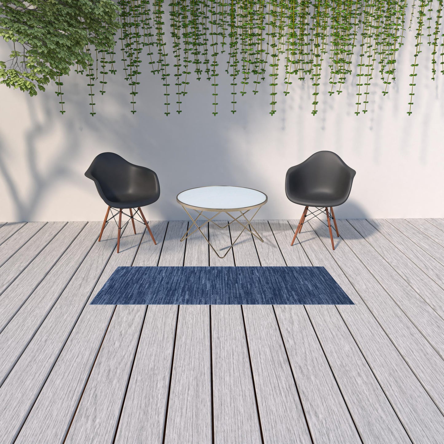 2' X 8' Navy Blue Non Skid Indoor Outdoor Runner Rug