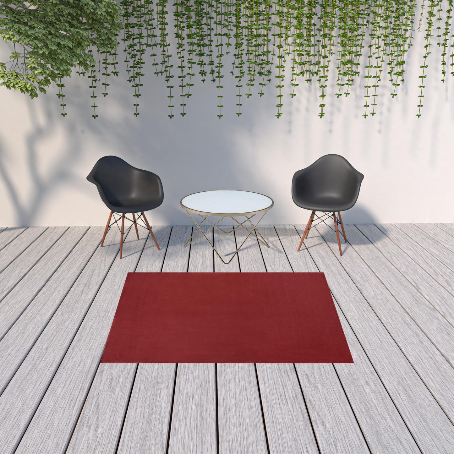 5' X 7' Brick Red Non Skid Indoor Outdoor Area Rug