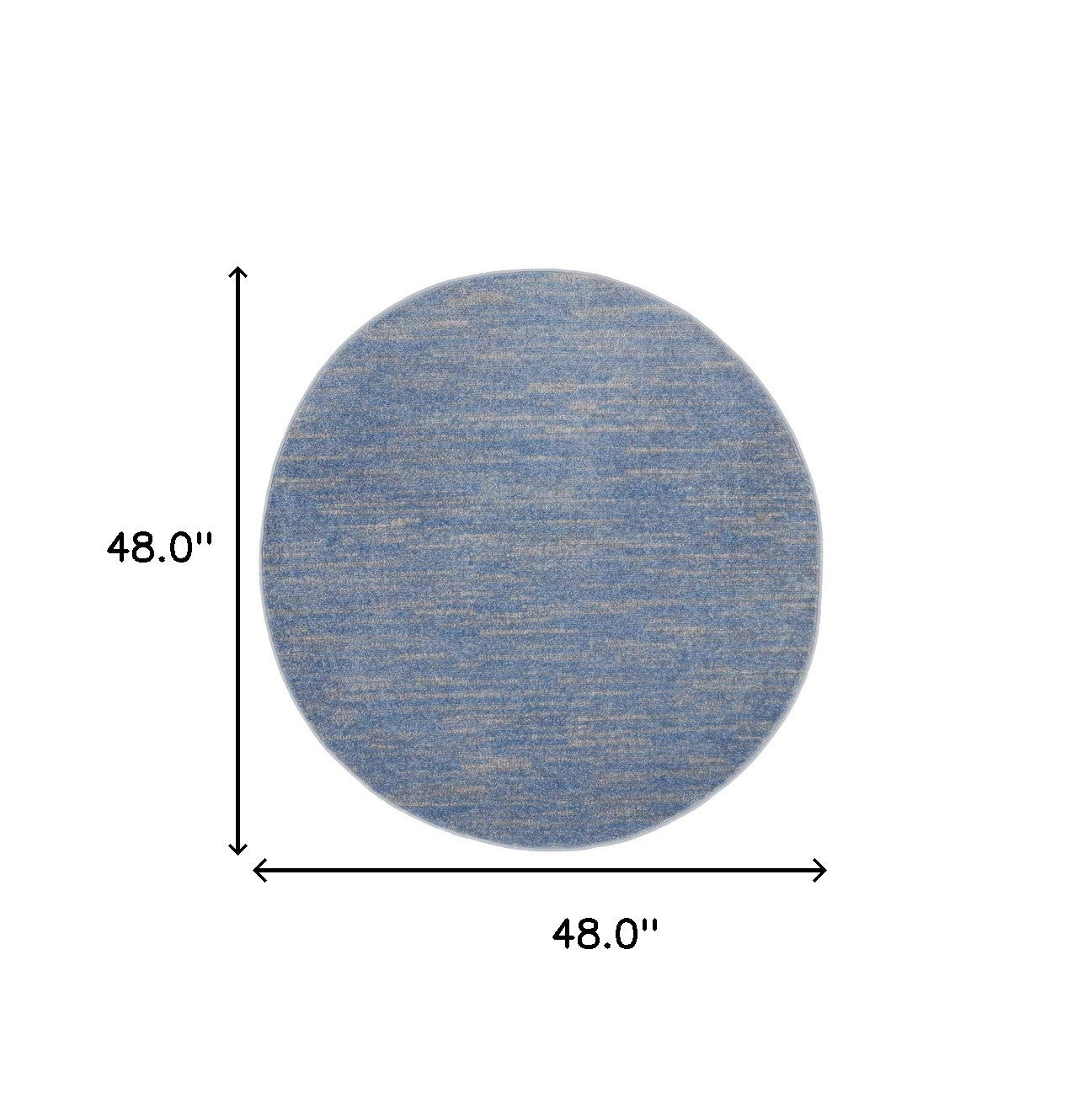 4' Blue And Grey Round Striped Non Skid Indoor Outdoor Area Rug