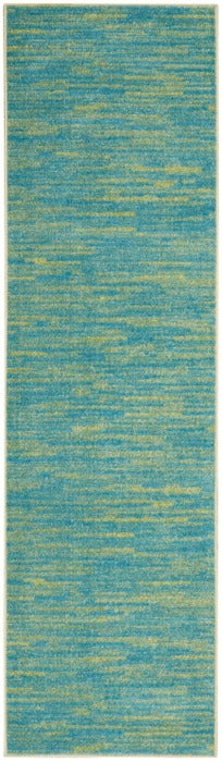 2' X 6' Blue And Green Abstract Non Skid Indoor Outdoor Runner Rug