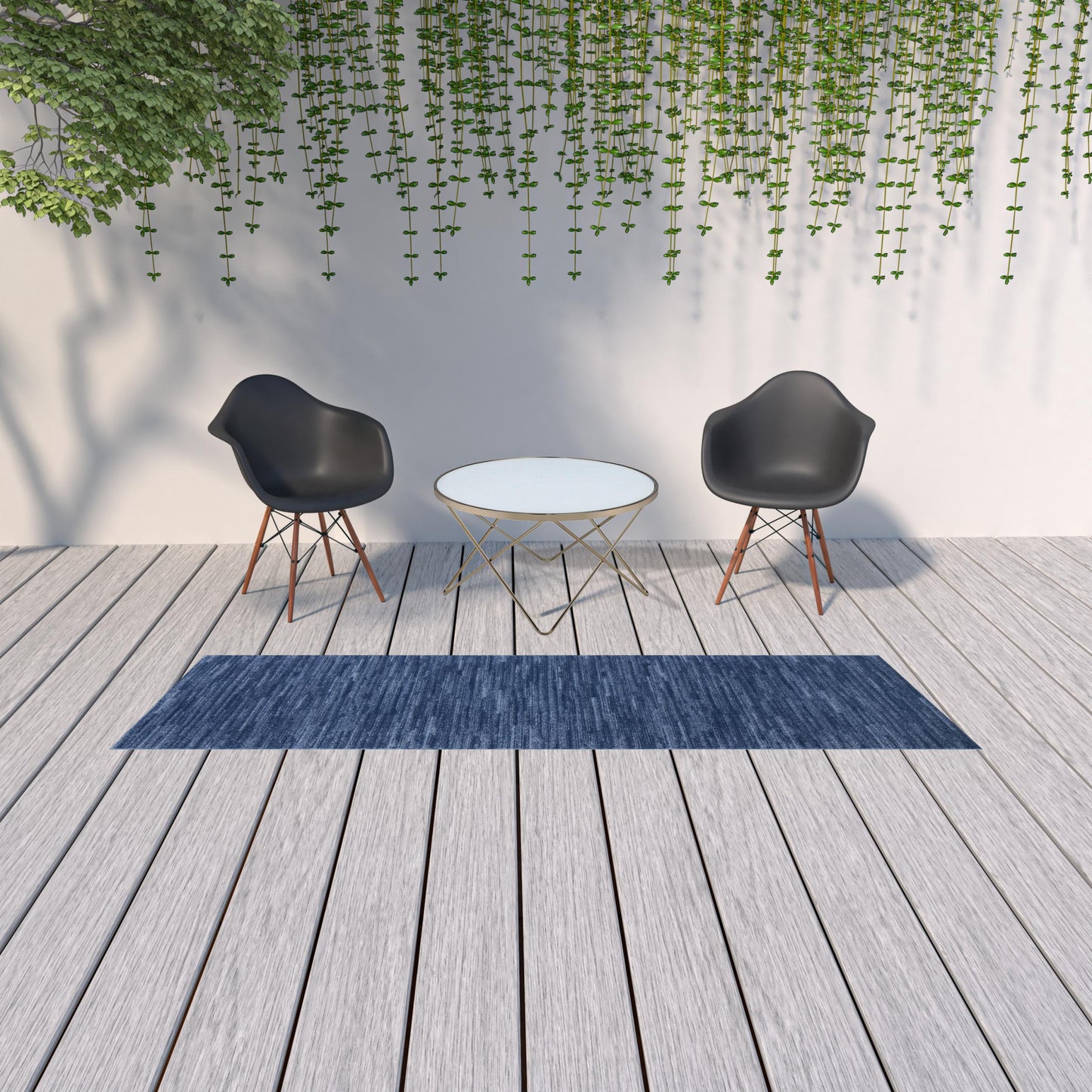 2' X 10' Navy Blue Non Skid Indoor Outdoor Runner Rug