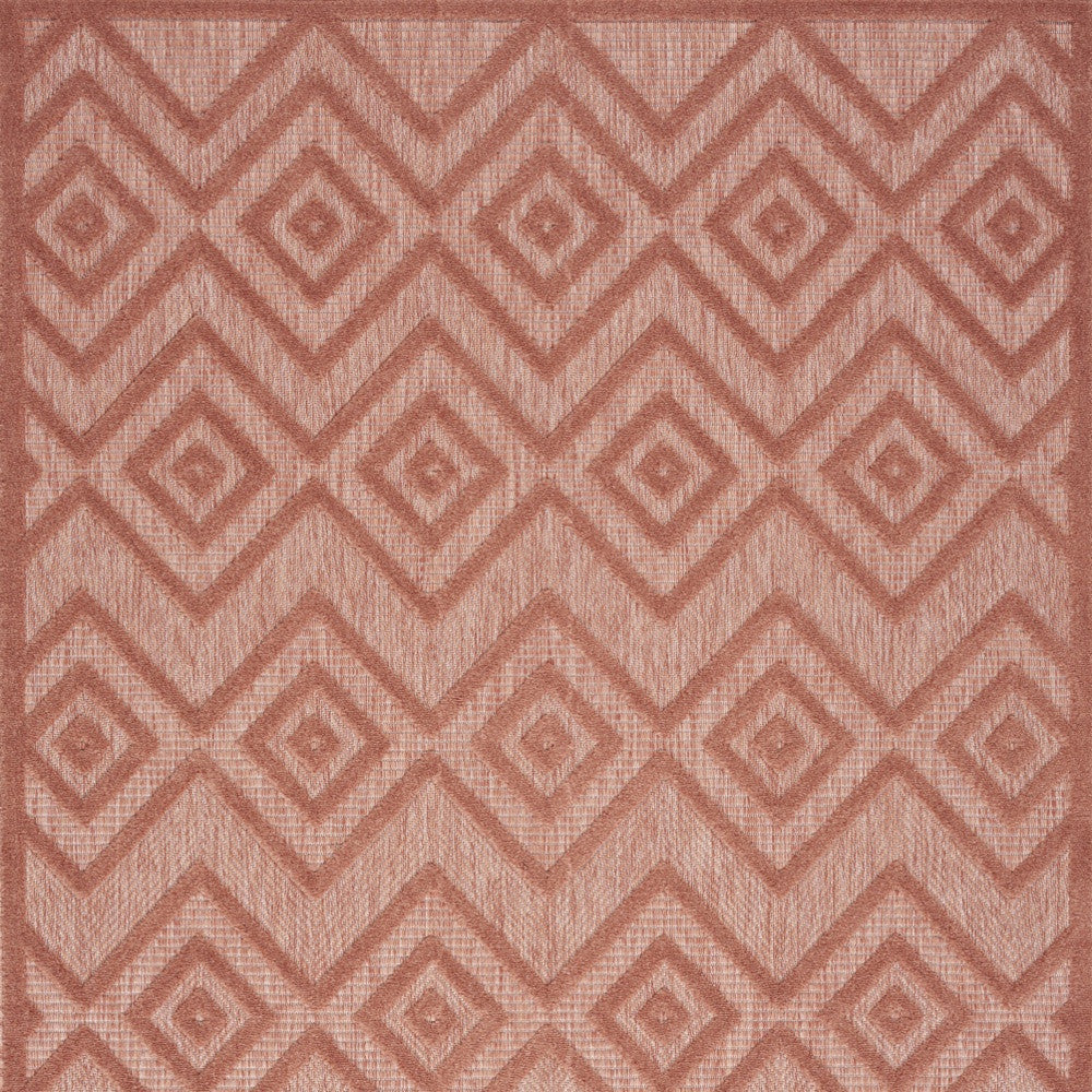 4' X 6' Coral Orange Argyle Indoor Outdoor Area Rug