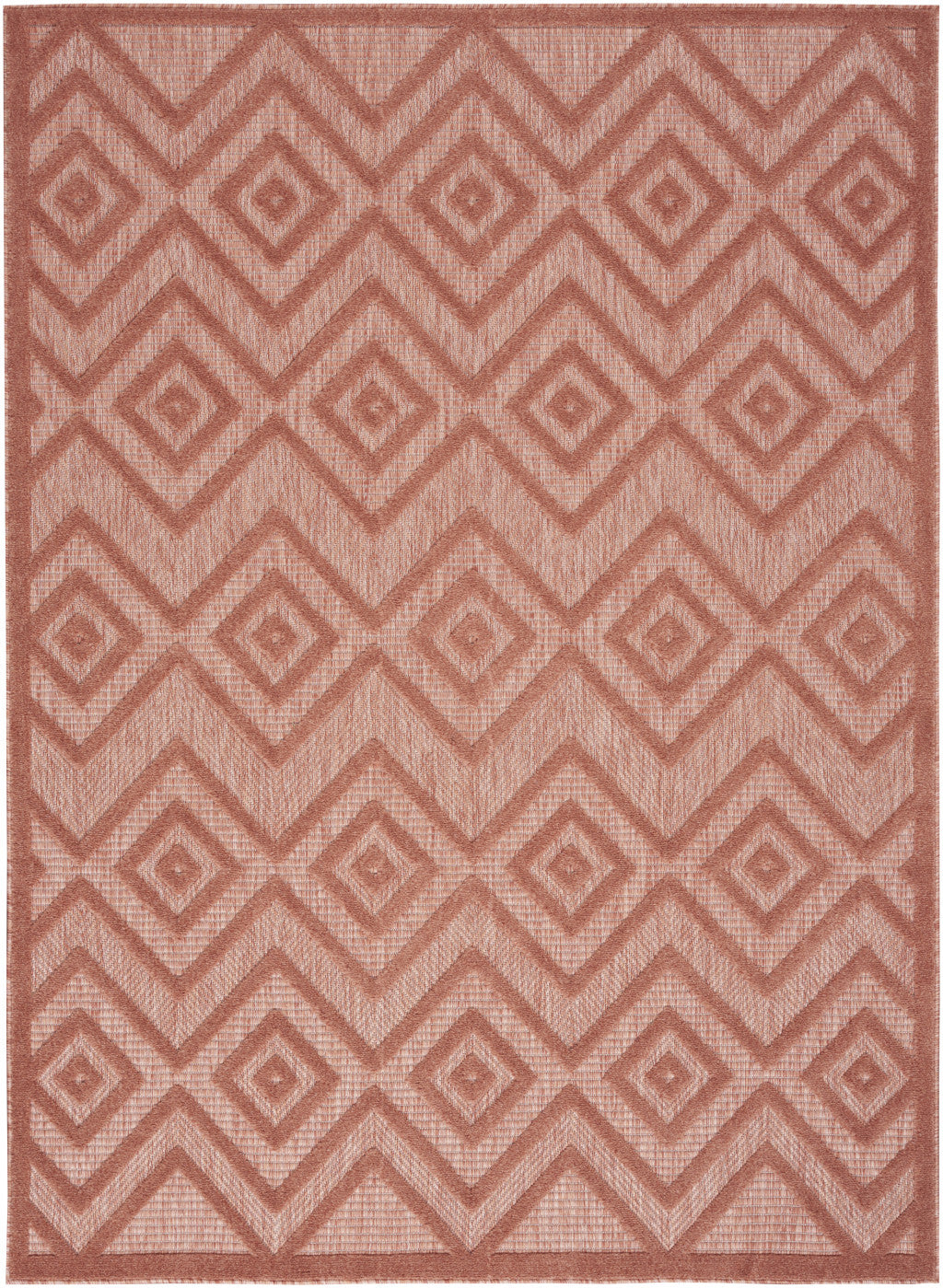 4' X 6' Coral Orange Argyle Indoor Outdoor Area Rug