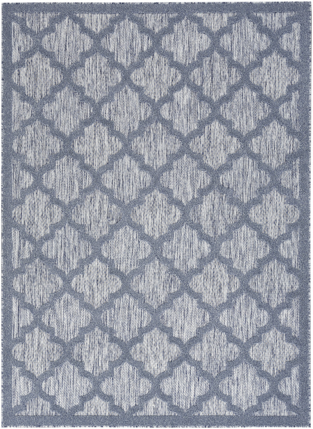 5' X 7' Denim Blue Ikat Indoor Outdoor Area Rug