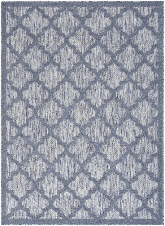 5' X 7' Denim Blue Ikat Indoor Outdoor Area Rug