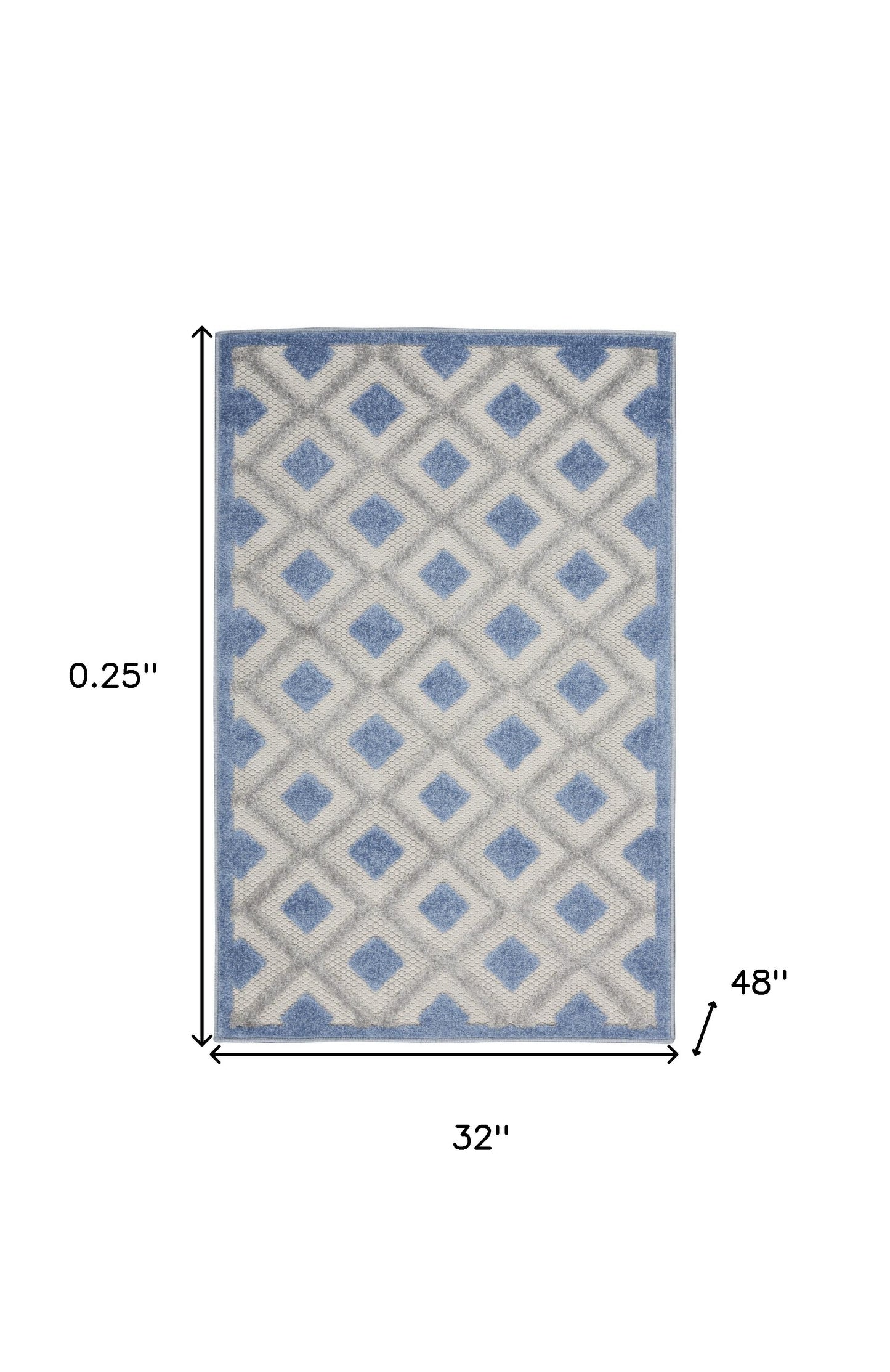 3' X 4' Blue And Grey Gingham Non Skid Indoor Outdoor Area Rug