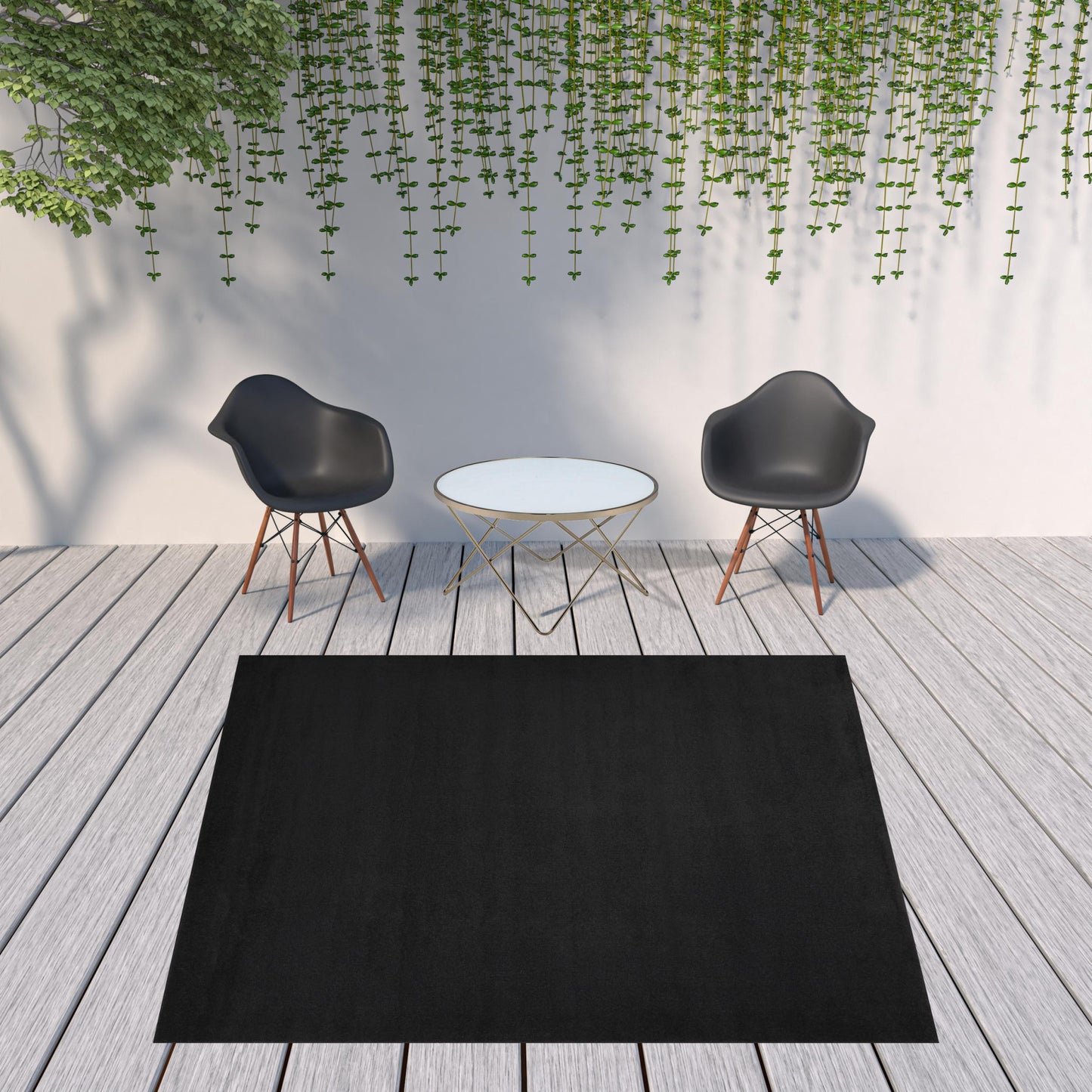 9' X 9' Black Square Non Skid Indoor Outdoor Area Rug