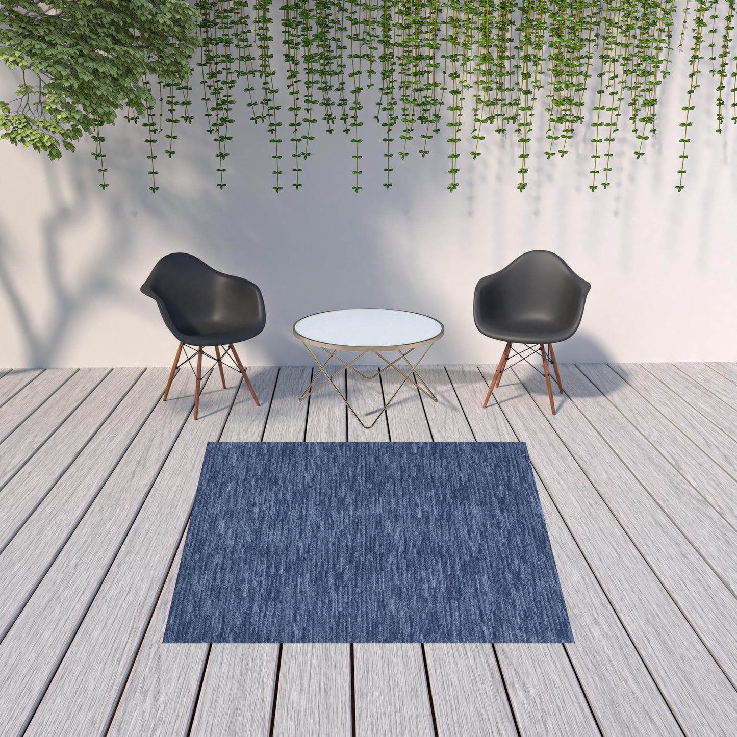 7' X 7' Navy Blue Square Non Skid Indoor Outdoor Area Rug