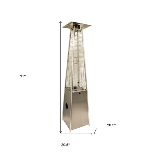 41000 BTU Silver Steel Propane Triangular Pyramid Standing Patio Heater