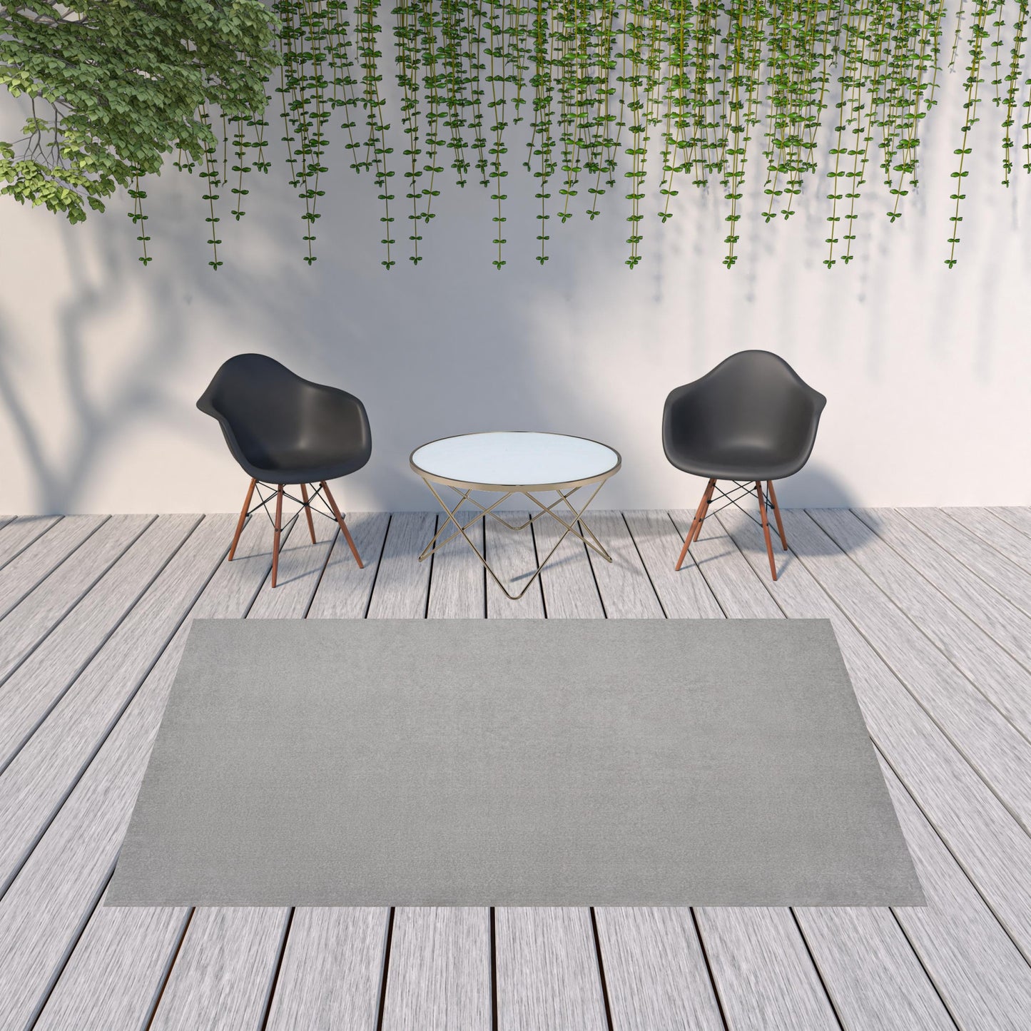 7' X 10' Silver Grey Non Skid Indoor Outdoor Area Rug