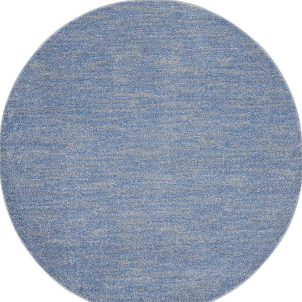 6' X 6' Blue And Grey Round Striped Non Skid Indoor Outdoor Area Rug