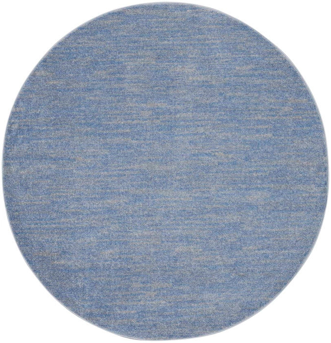 6' X 6' Blue And Grey Round Striped Non Skid Indoor Outdoor Area Rug