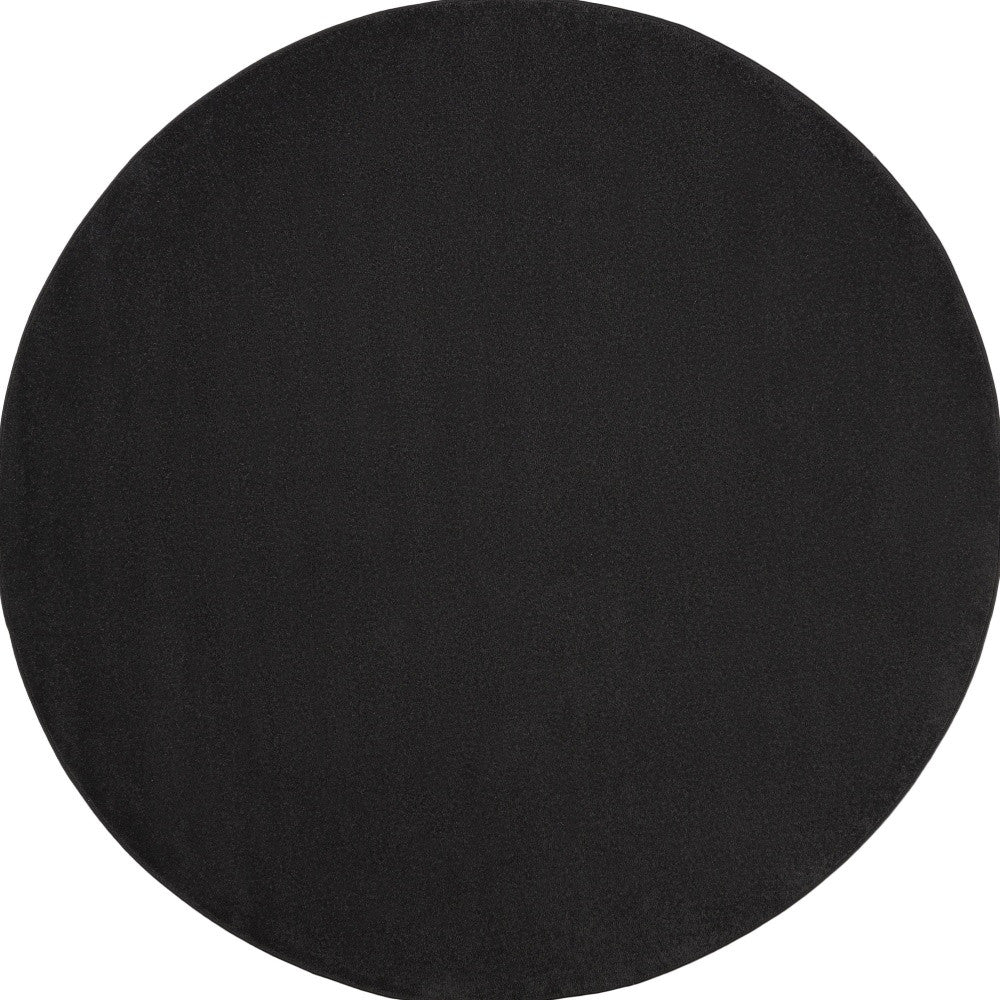 8' X 8' Black Round Non Skid Indoor Outdoor Area Rug