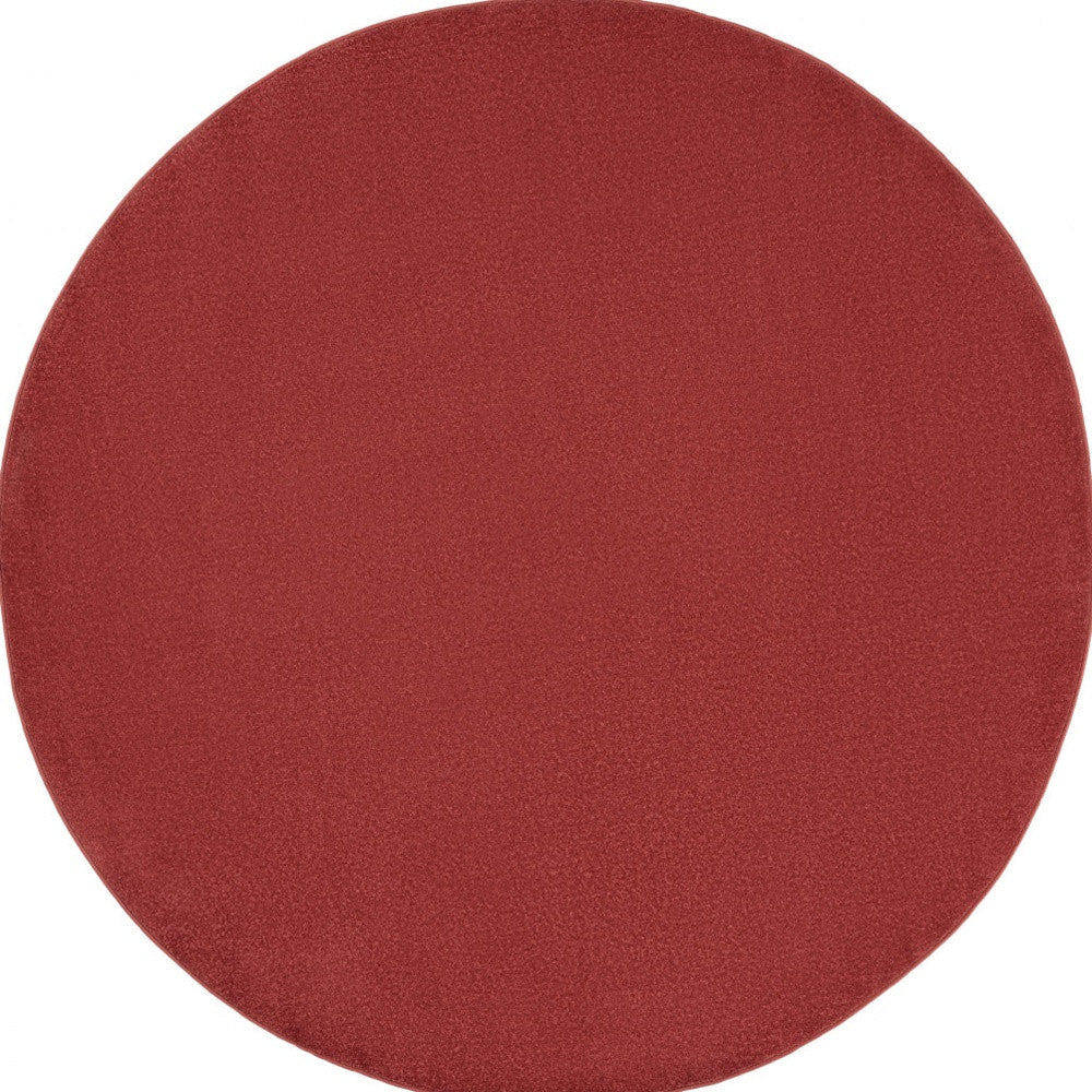 8' X 8' Brick Red Round Non Skid Indoor Outdoor Area Rug