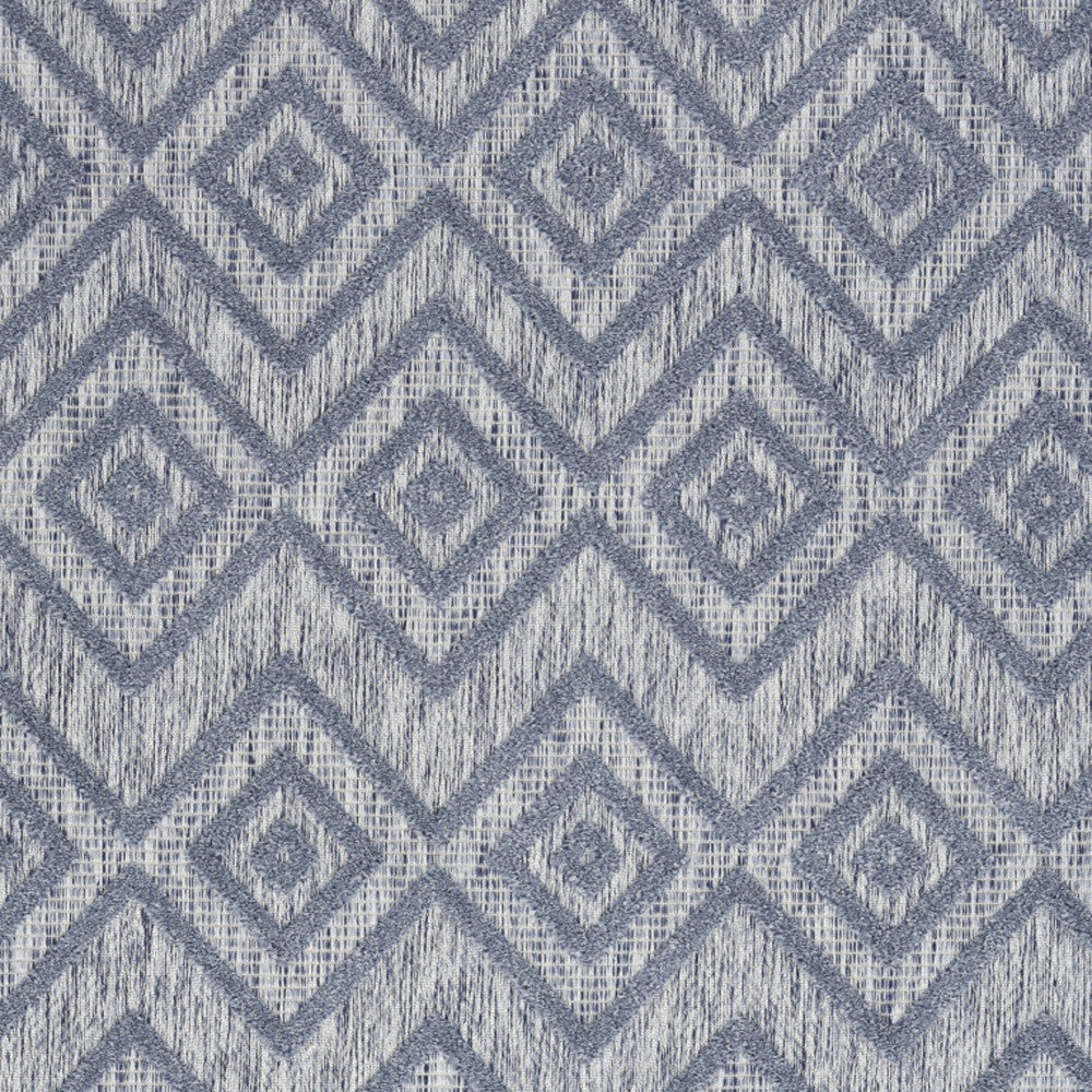 6' X 9' Denim Blue Argyle Indoor Outdoor Area Rug