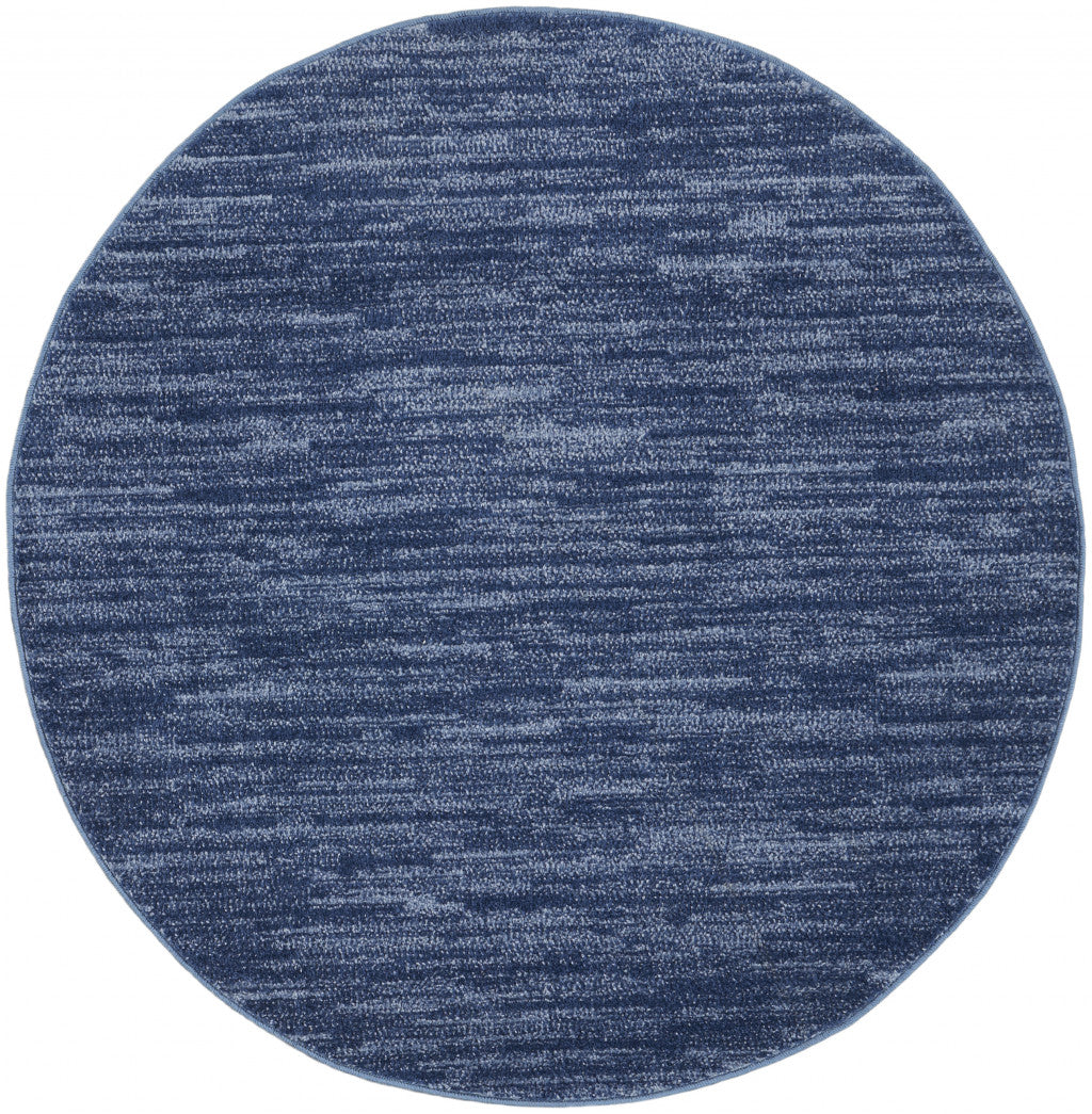 4' X 4' Navy Blue Round Non Skid Indoor Outdoor Area Rug