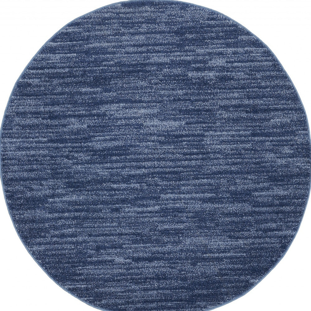 4' X 4' Navy Blue Round Non Skid Indoor Outdoor Area Rug