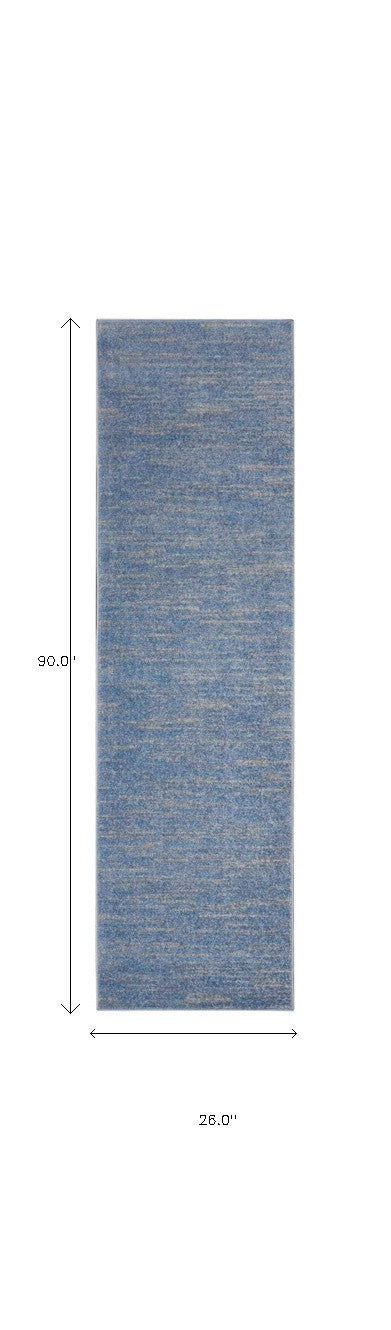 2' X 8' Blue And Grey Striped Non Skid Indoor Outdoor Runner Rug