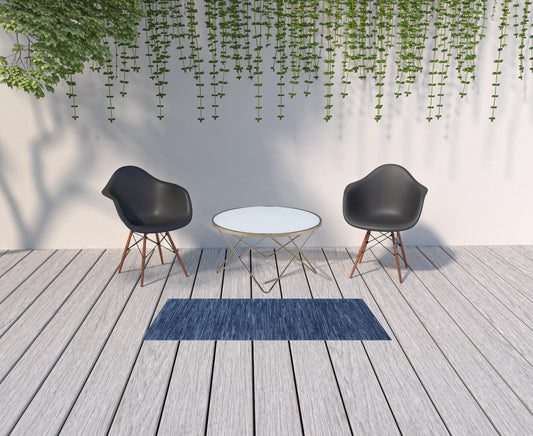 2' X 6' Navy Blue Non Skid Indoor Outdoor Runner Rug