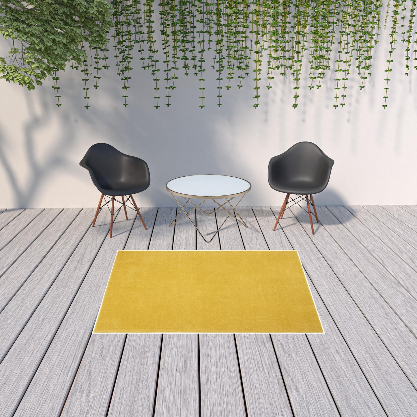 5' X 7' Yellow Non Skid Indoor Outdoor Area Rug