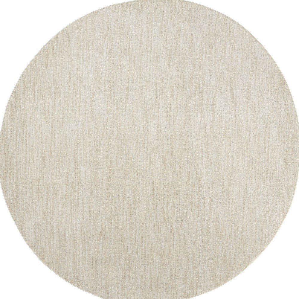 8' X 8' Ivory And Beige Round Non Skid Indoor Outdoor Area Rug