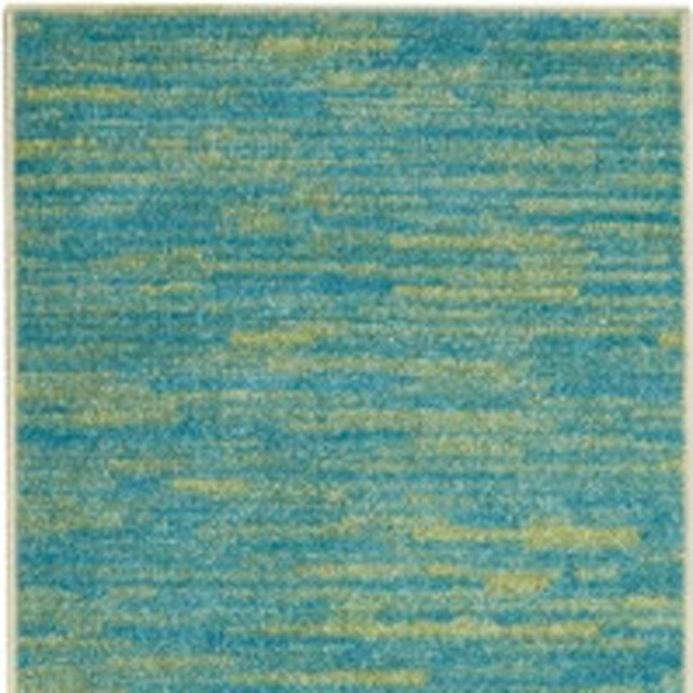 2' X 8' Blue And Green Striped Non Skid Indoor Outdoor Runner Rug