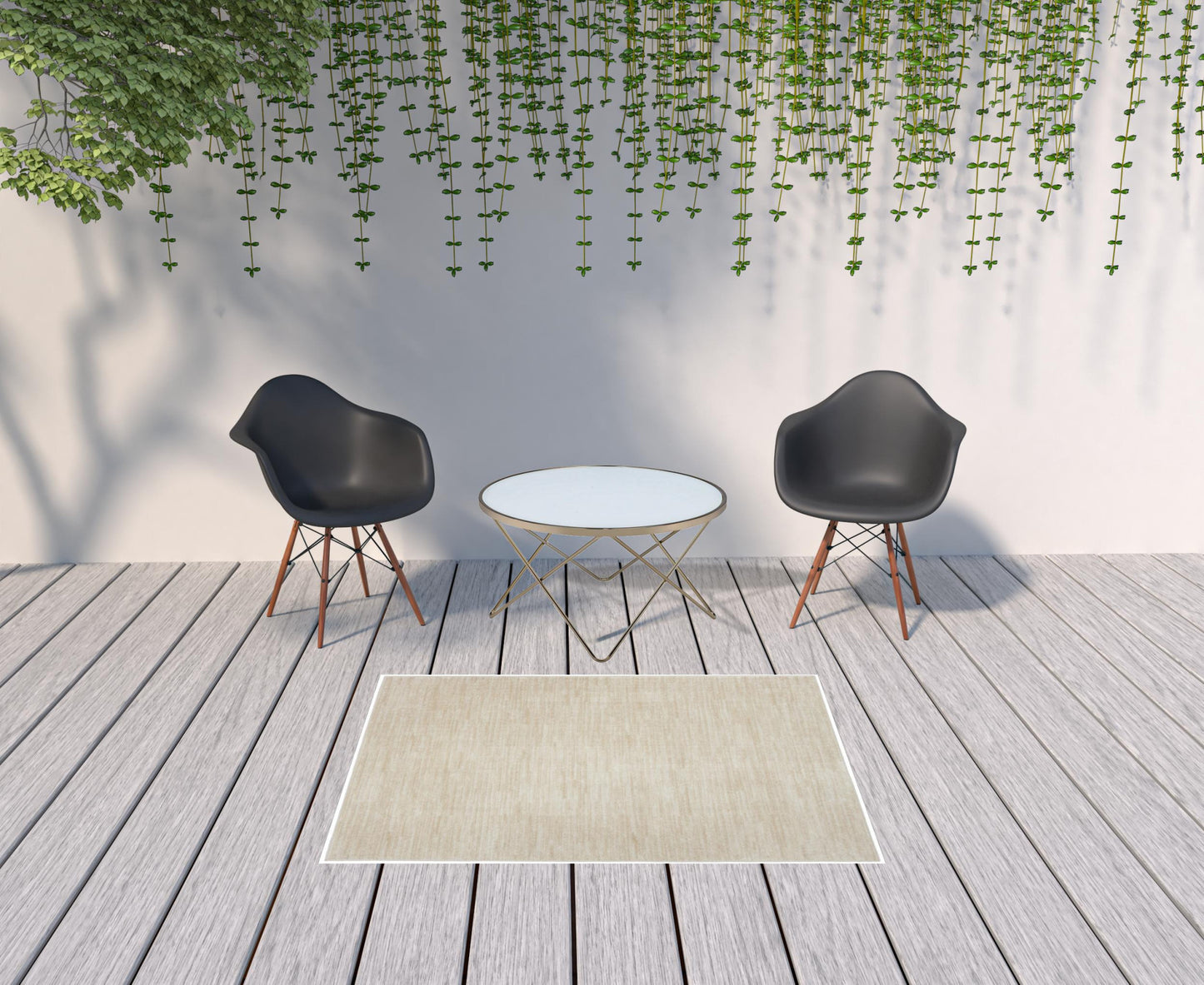 4' X 6' Ivory And Beige Non Skid Indoor Outdoor Area Rug