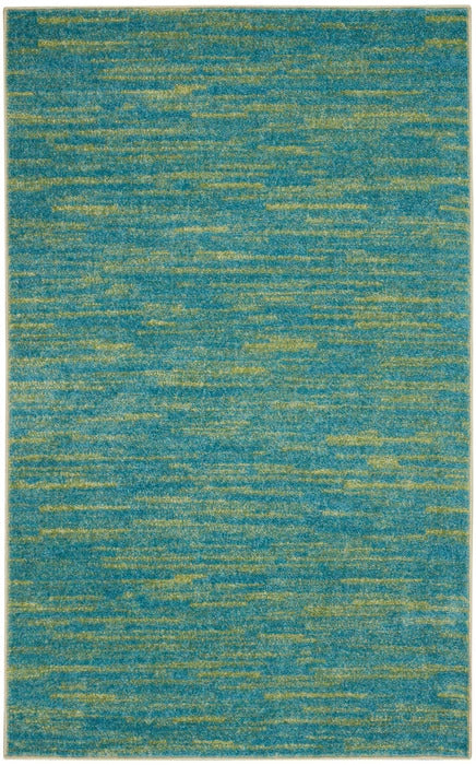 3' X 5' Blue And Green Striped Non Skid Indoor Outdoor Area Rug