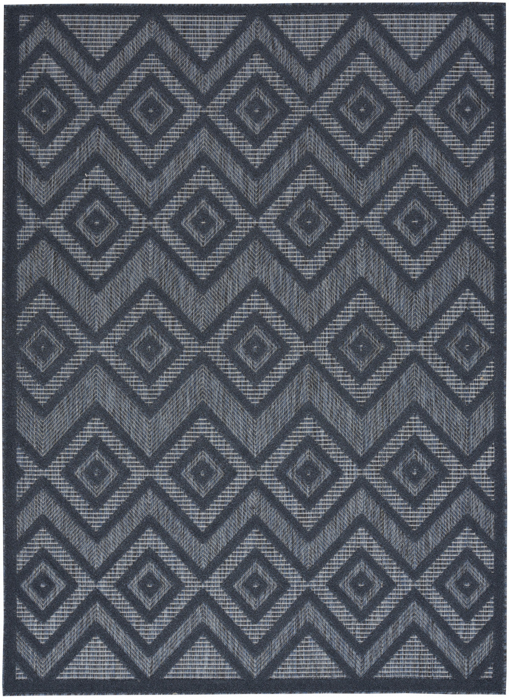 4' X 6' Navy Blue Argyle Indoor Outdoor Area Rug