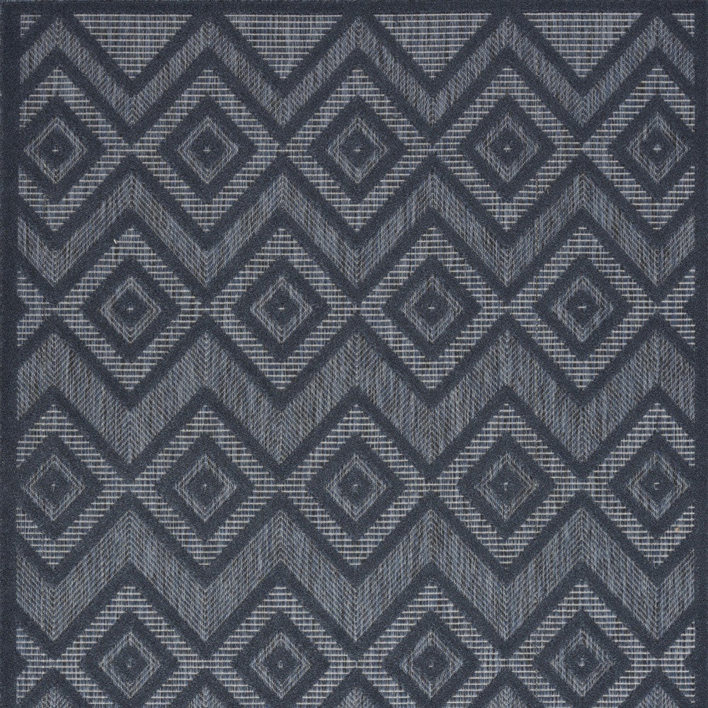 4' X 6' Navy Blue Argyle Indoor Outdoor Area Rug