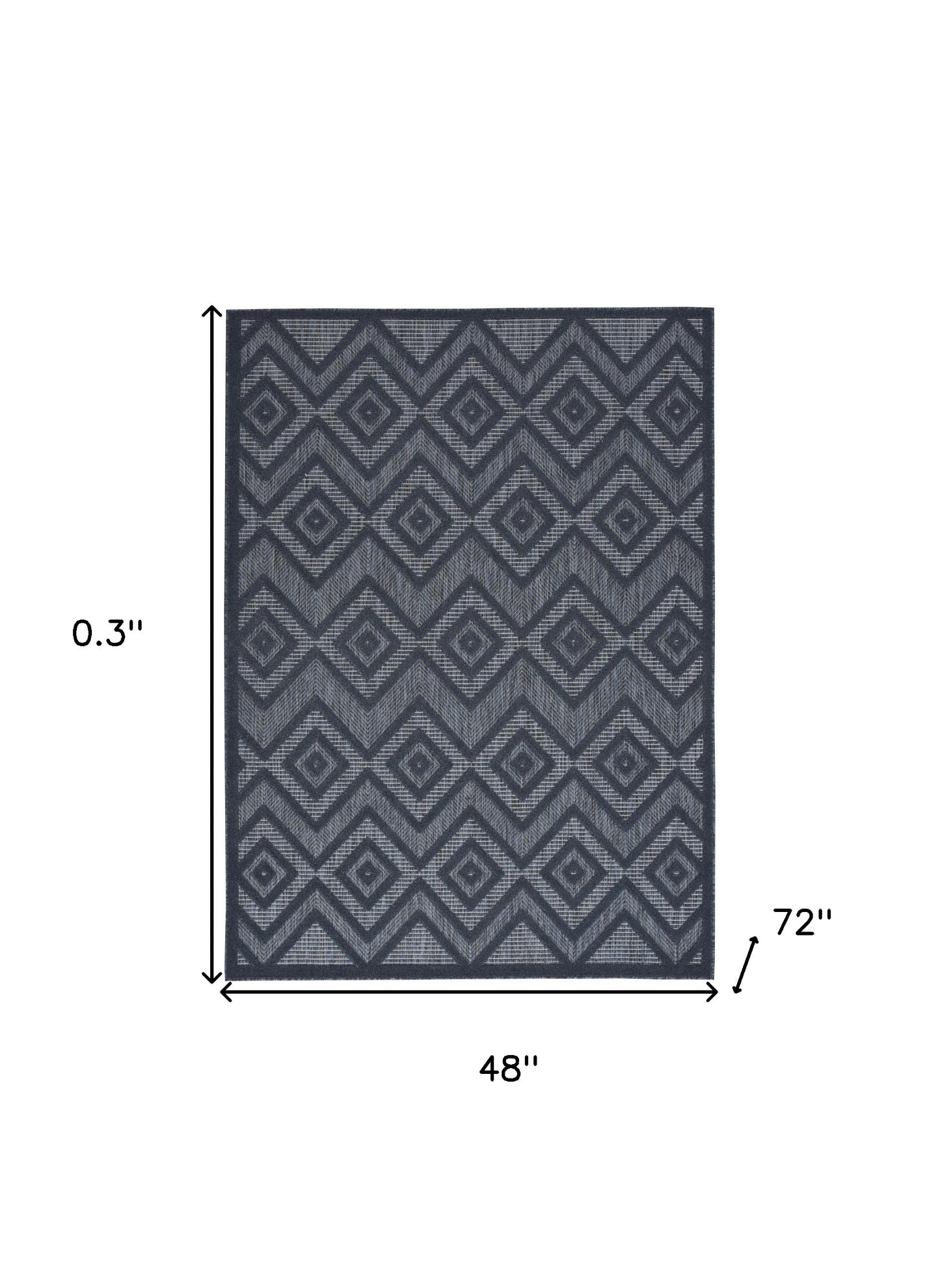 4' X 6' Navy Blue Argyle Indoor Outdoor Area Rug