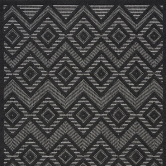 5' X 7' Charcoal Black Argyle Indoor Outdoor Area Rug