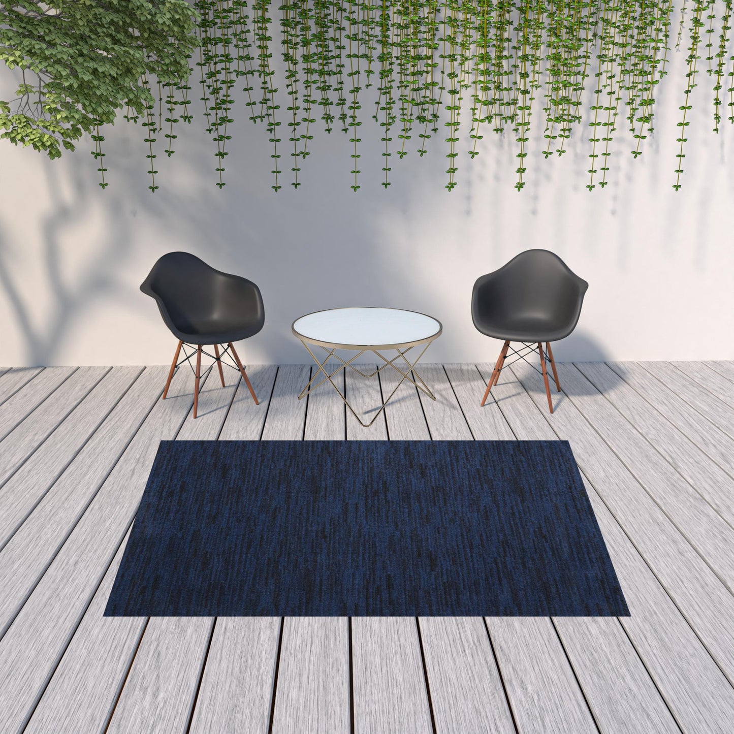 6' X 9' Midnight Blue Indoor Outdoor Area Rug