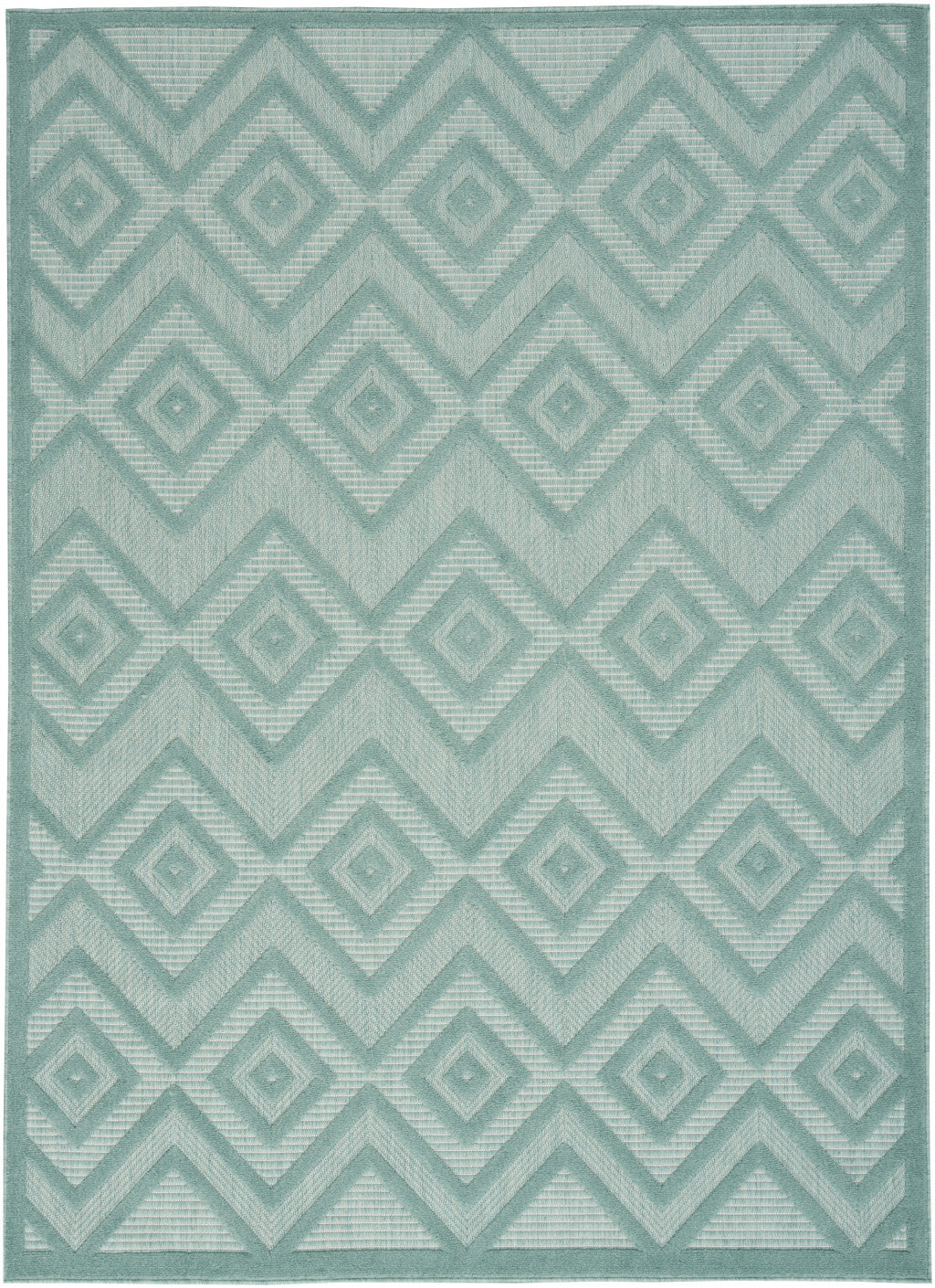 6' X 9' Aqua And Teal Argyle Indoor Outdoor Area Rug