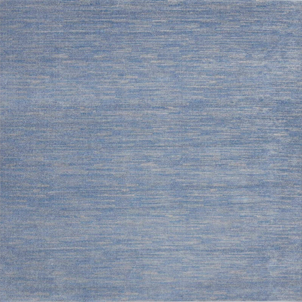 9' X 9' Blue And Grey Square Striped Non Skid Indoor Outdoor Area Rug