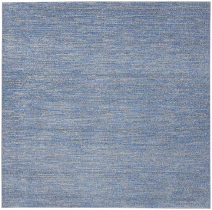 9' X 9' Blue And Grey Square Striped Non Skid Indoor Outdoor Area Rug