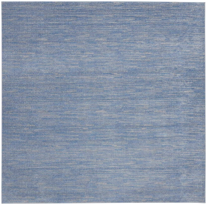 9' X 9' Blue And Grey Square Striped Non Skid Indoor Outdoor Area Rug