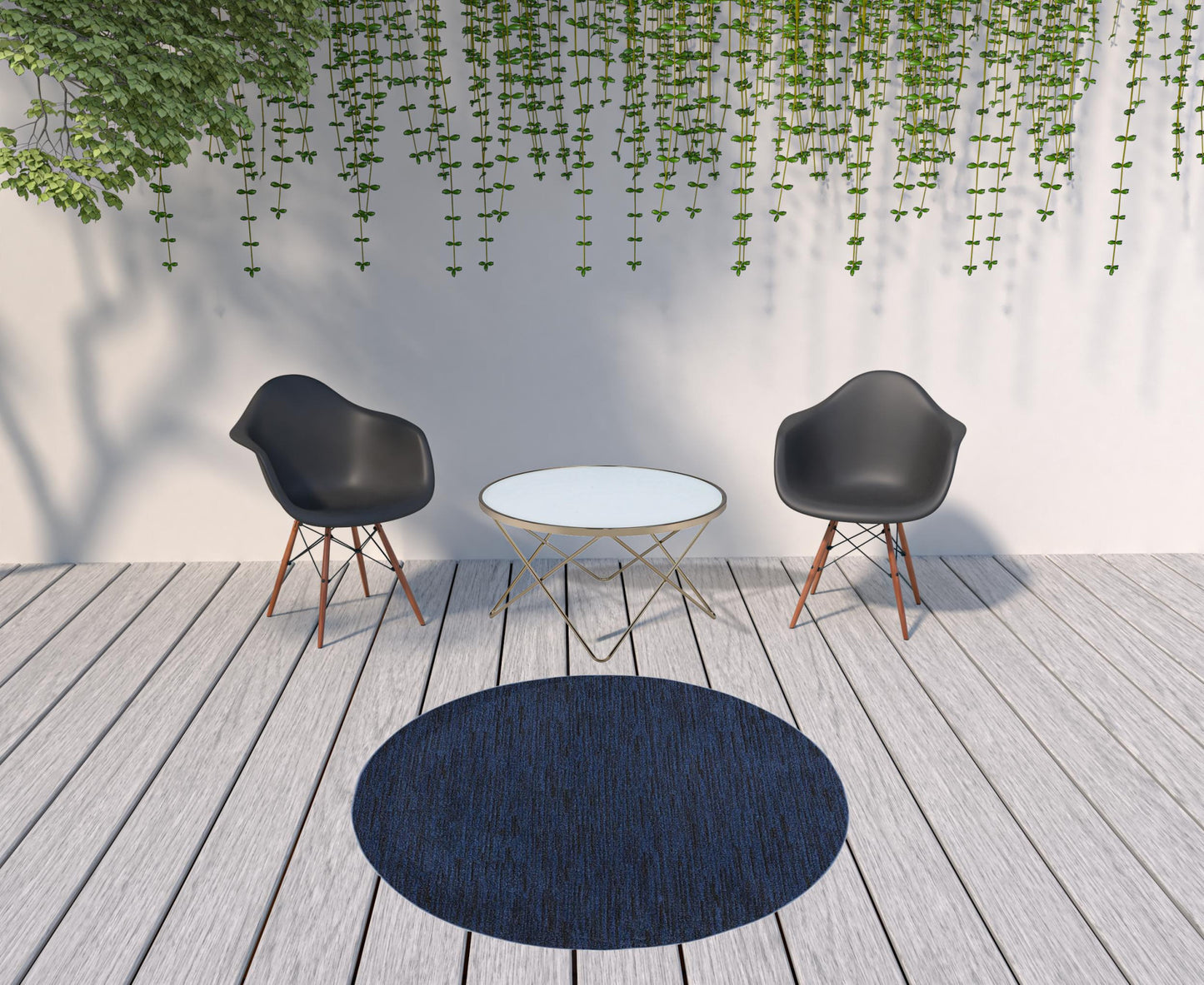 6' X 6' Midnight Blue Round Non Skid Indoor Outdoor Area Rug