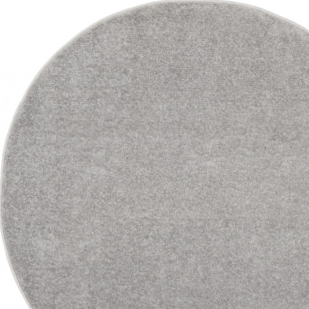 4' X 4' Silver Grey Round Non Skid Indoor Outdoor Area Rug