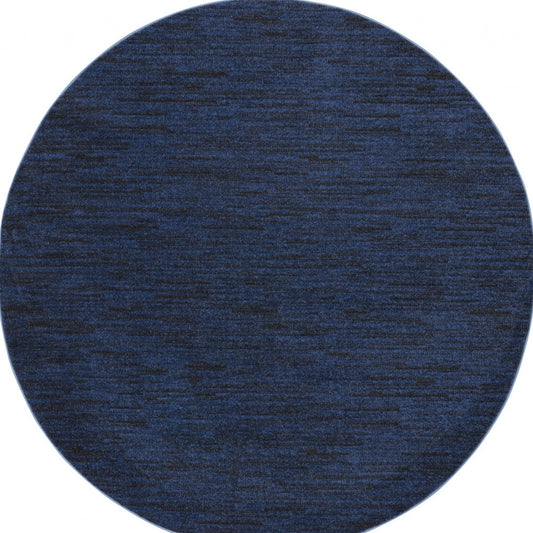 8' X 8' Midnight Blue Round Non Skid Indoor Outdoor Area Rug