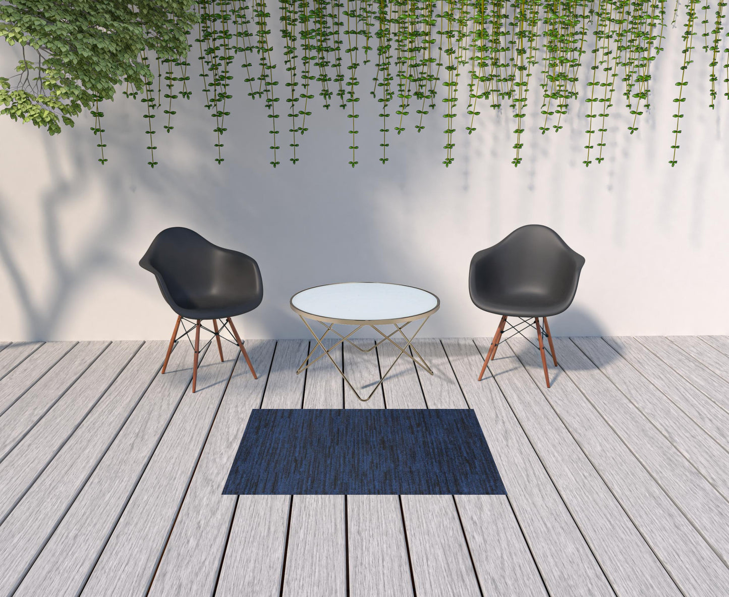 3' X 5' Midnight Blue Non Skid Indoor Outdoor Area Rug