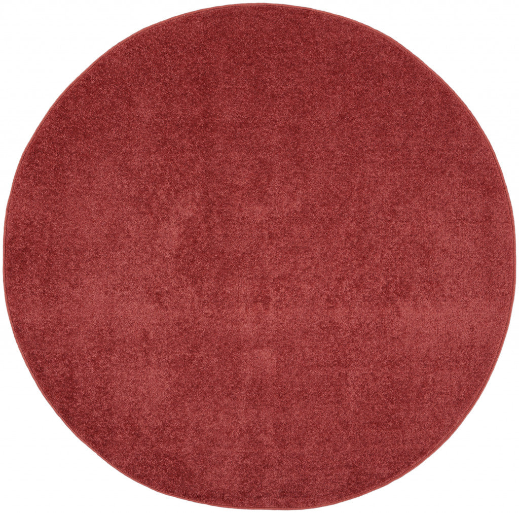 4' X 4' Brick Red Round Non Skid Indoor Outdoor Area Rug